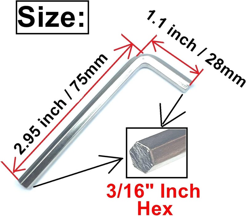 ZDingTech 5pcs 3/16 Allen Wrench sets,3/16" Hex Key Wrench set,allen key Door Key L Shaped hex wrench set with Long Arm. - Image 3